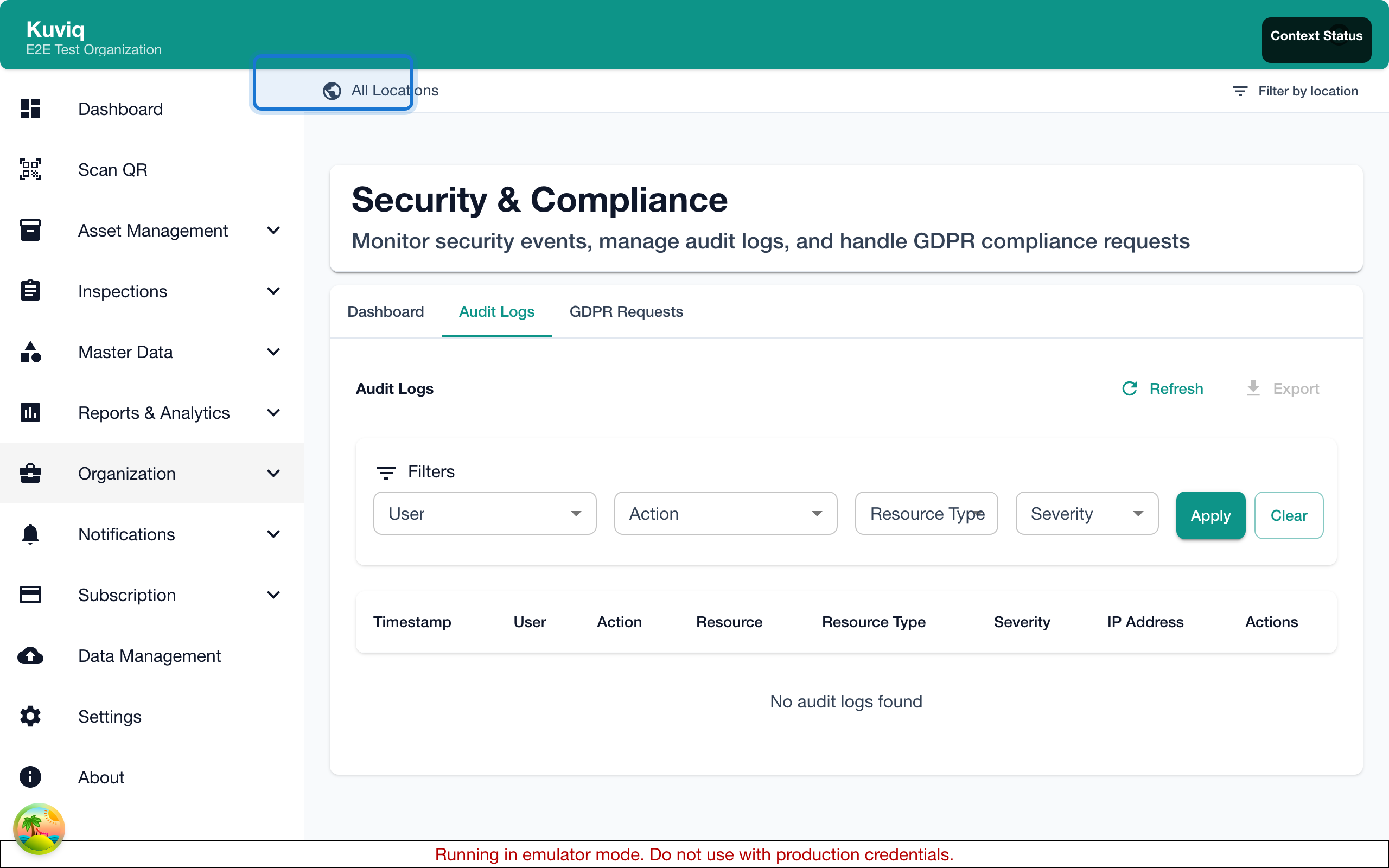 Audit log filter controls