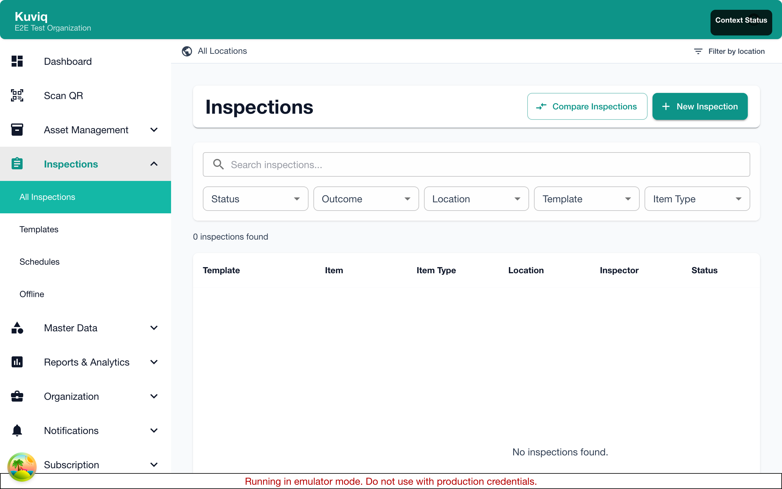 Inspections list view