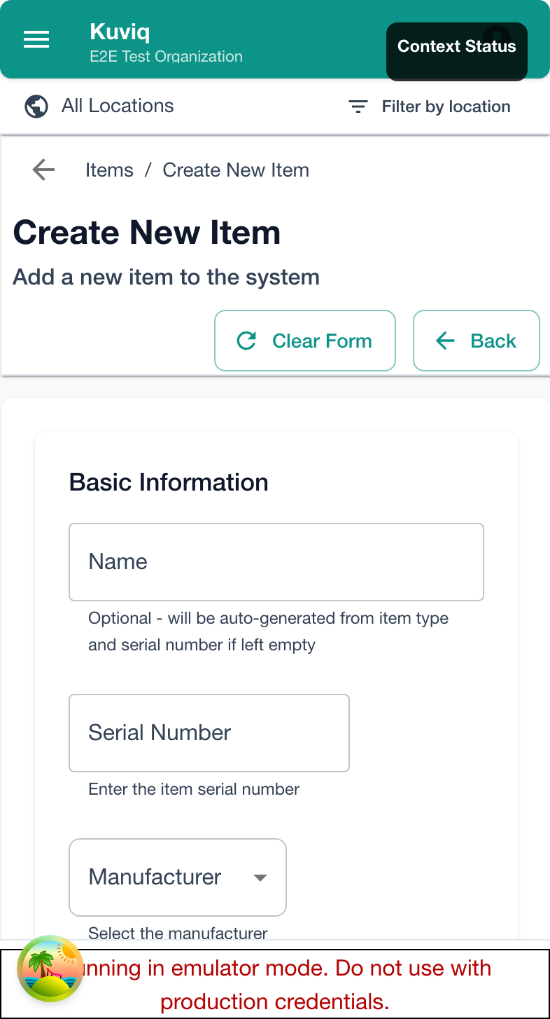 Item Creation Dialog