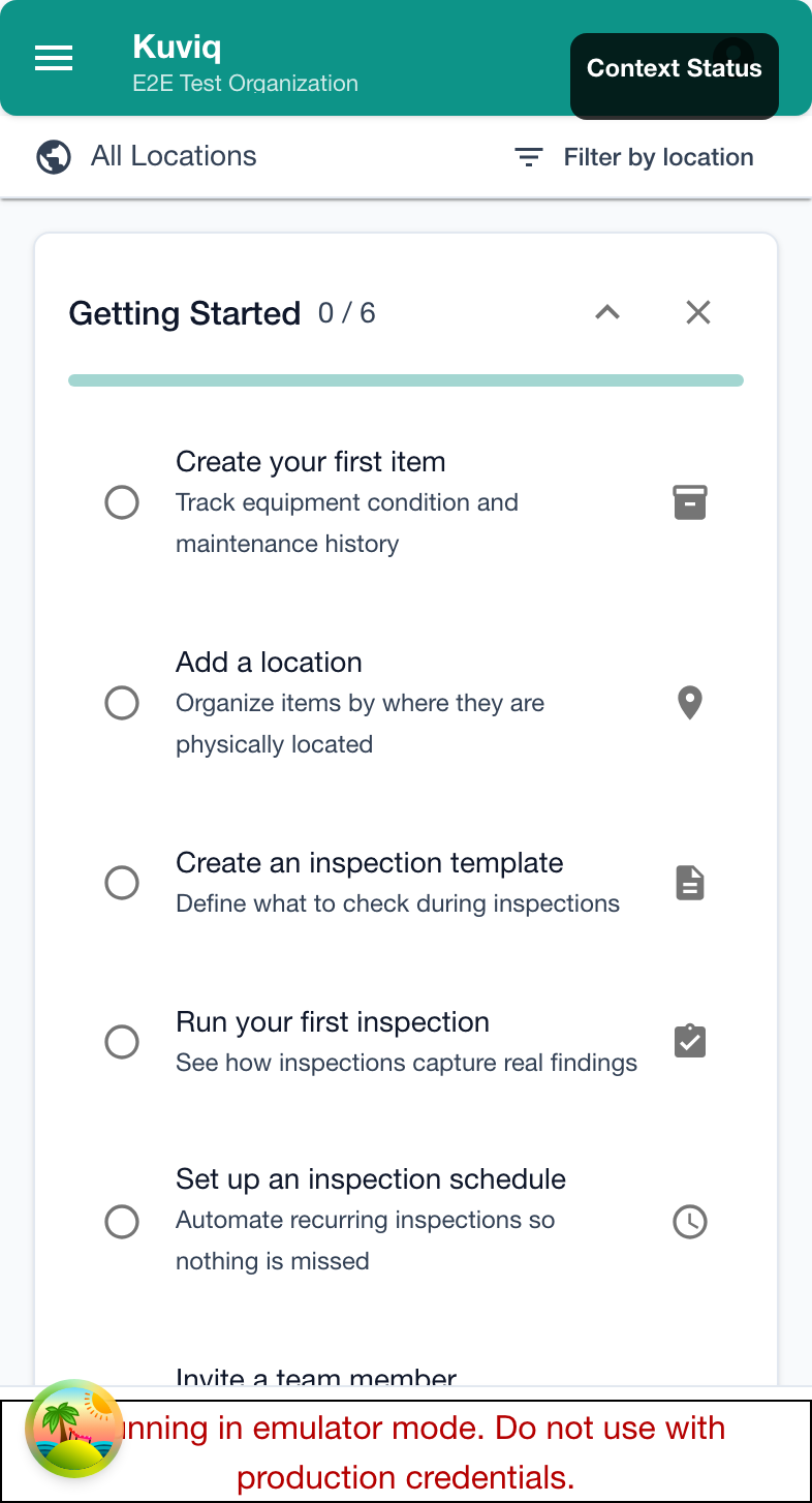 Location tree selector showing the organization hierarchy