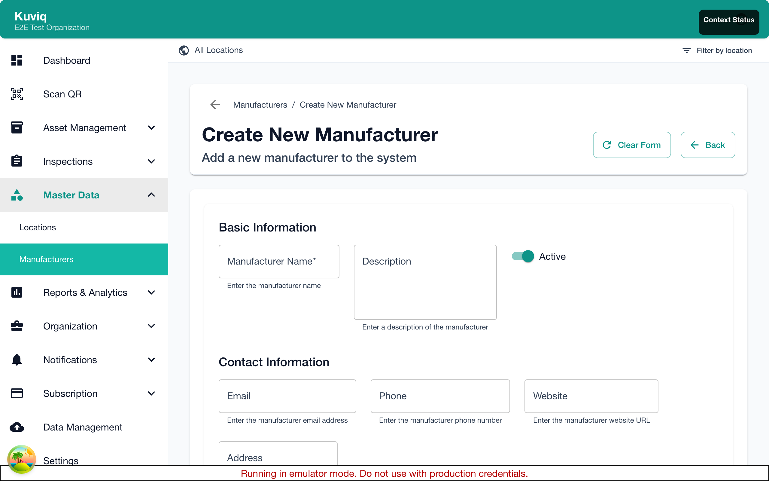 Manufacturer Creation
