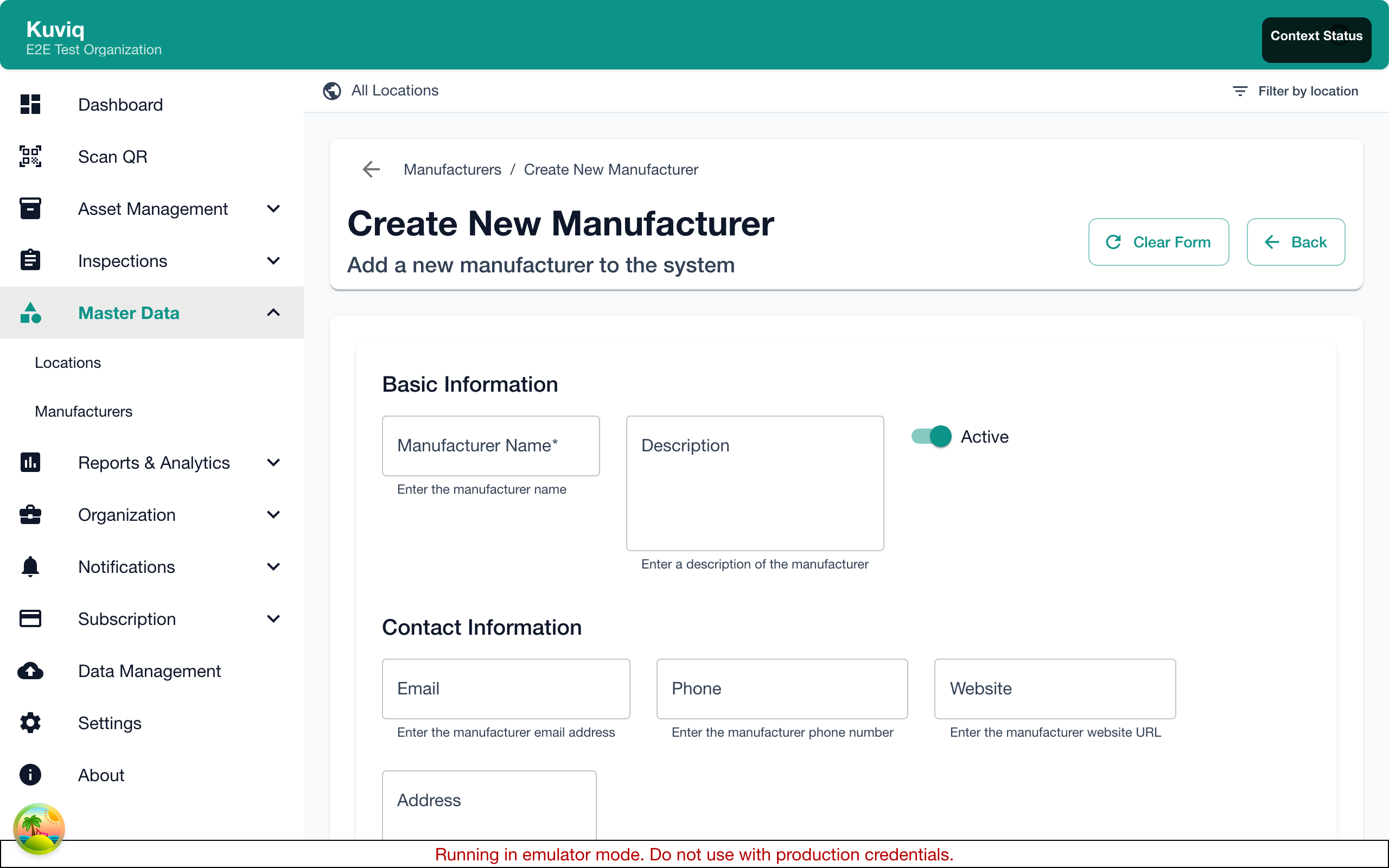 Manufacturer Creation
