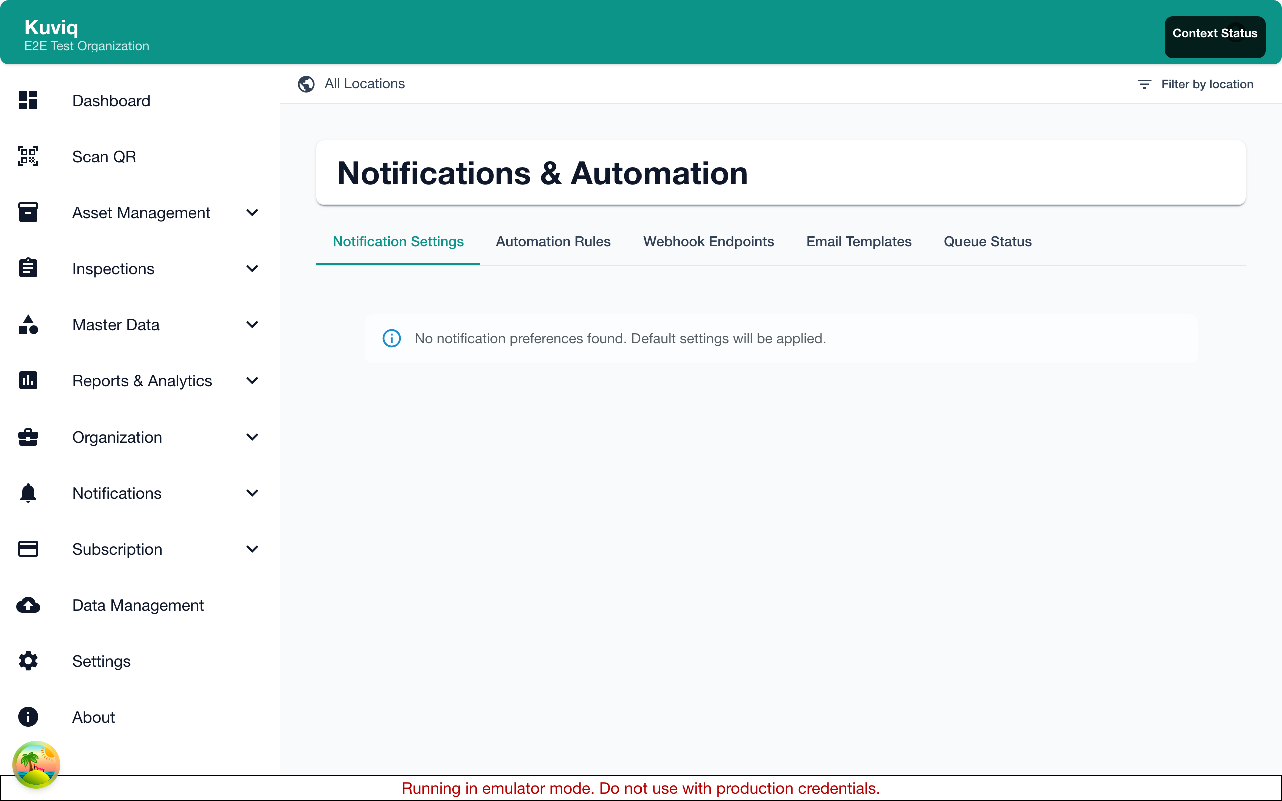 Notification detail view showing inspection information