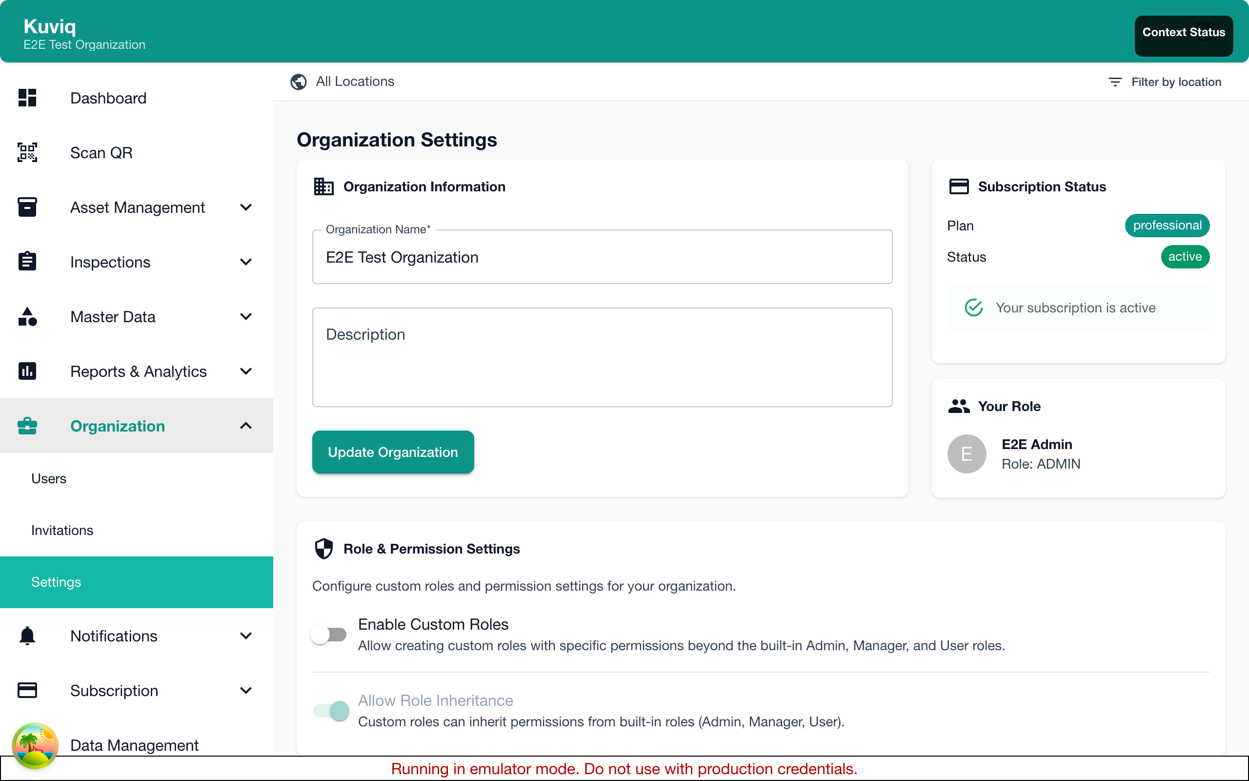 Organization Settings