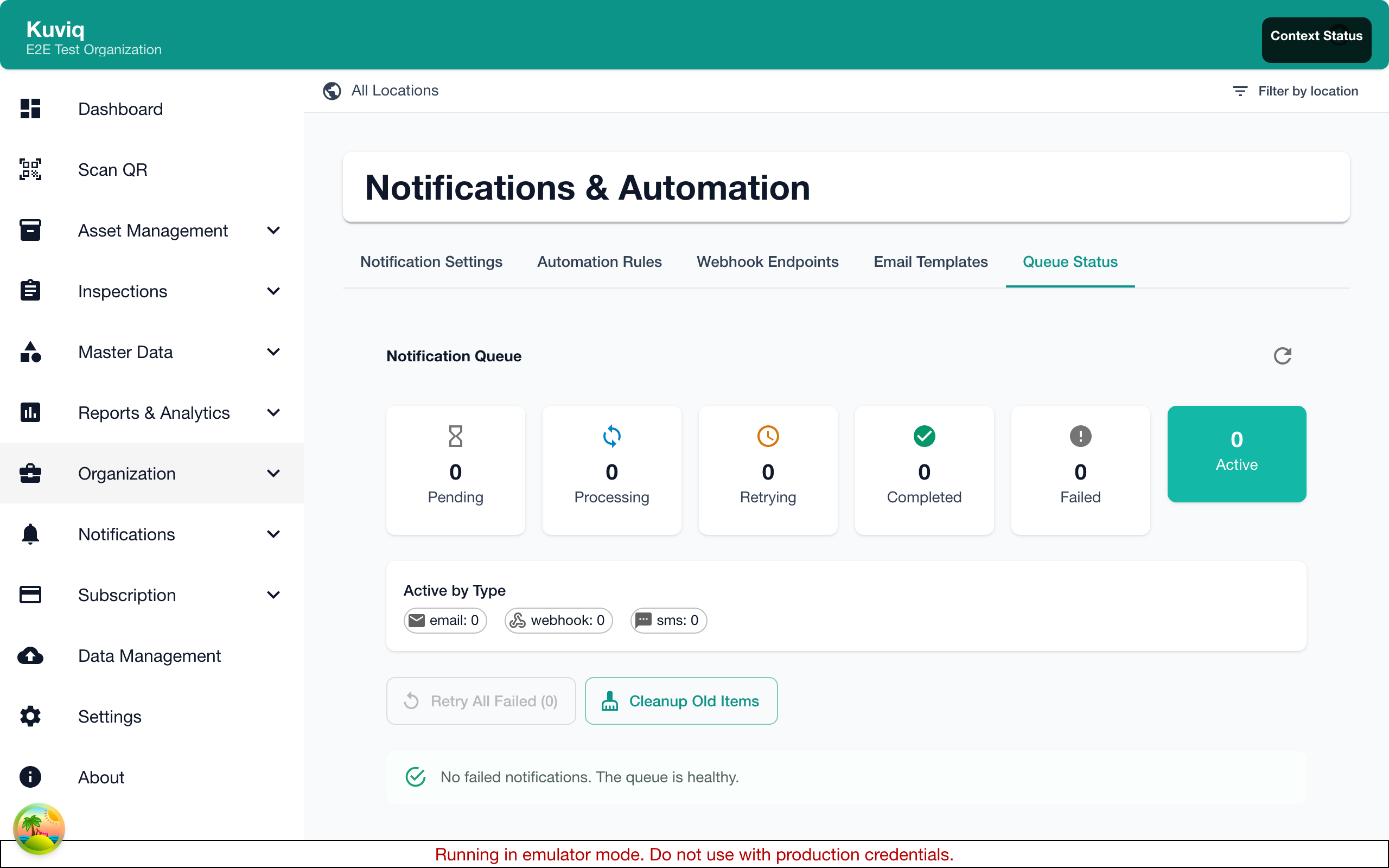 Notification queue status dashboard
