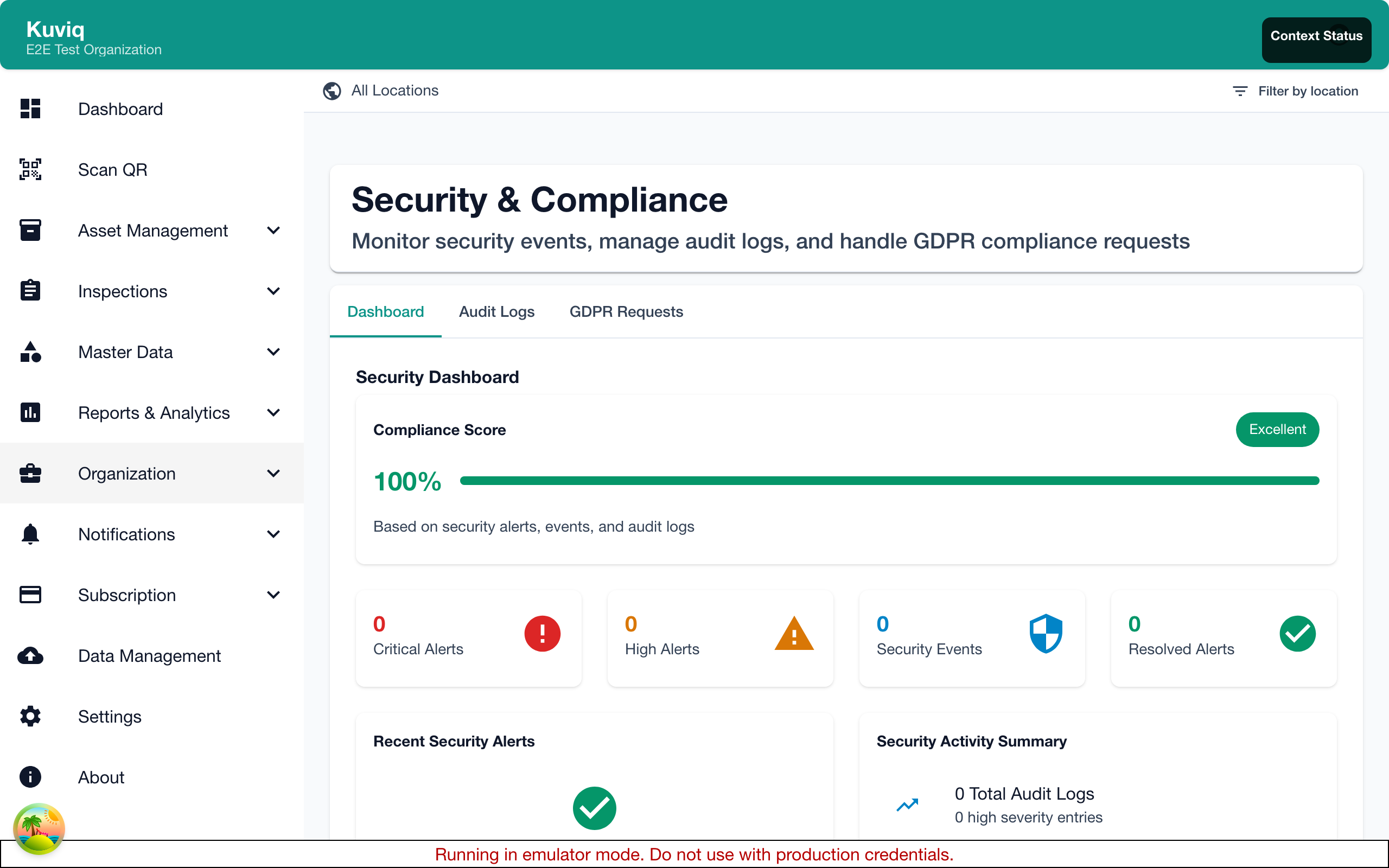 Security Dashboard overview