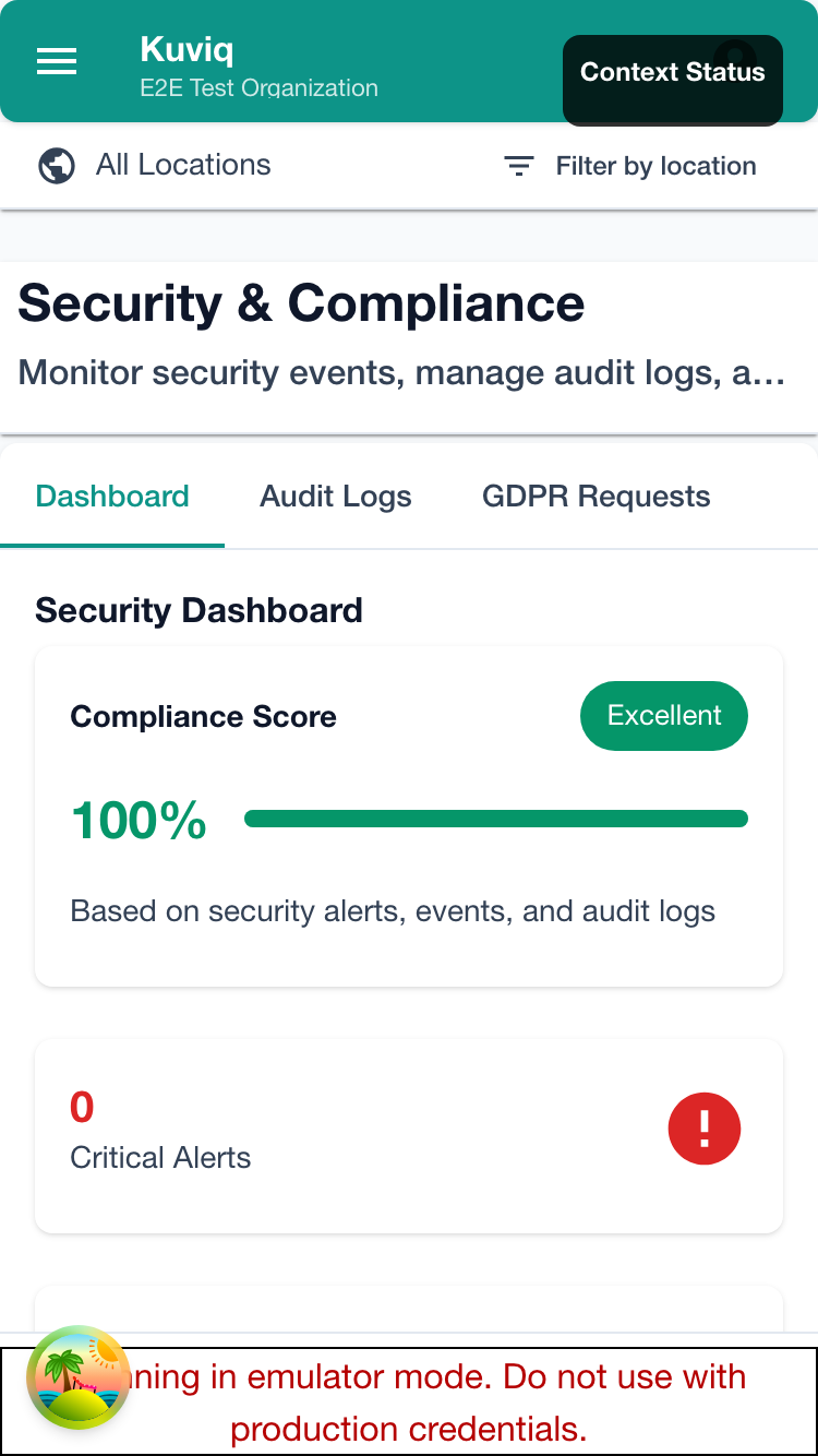 Security Dashboard on mobile devices